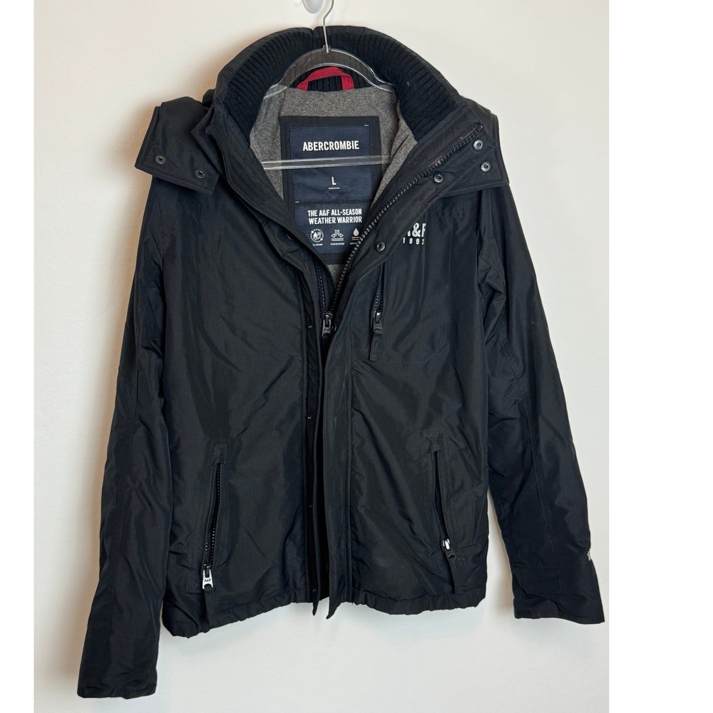 Abercrombie & Fitch All-Season Weather Warrior Hooded Jacket Black Mens Large